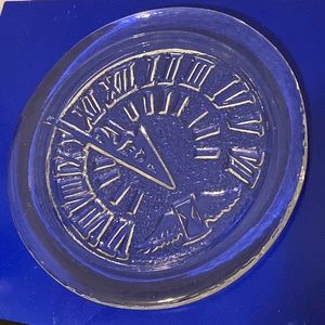 “Time Flies” pressed glass sundial